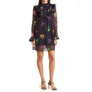 NEW Never Fully Dressed Aurelia sheer dress w/vibrant floral print & gold thread